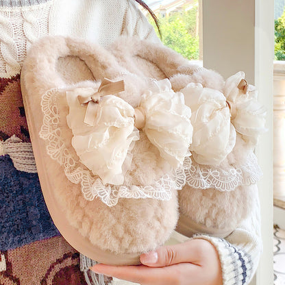 Indoor Warm Girl Plush Slippers For Home Use, Worn Outdoors In Autumn And Winter Limorista