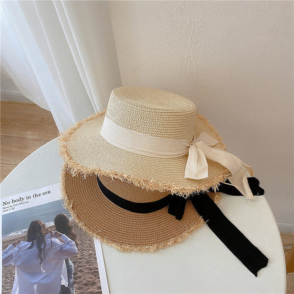 Japanese All-match Frayed Bow Straw Hat Limorista