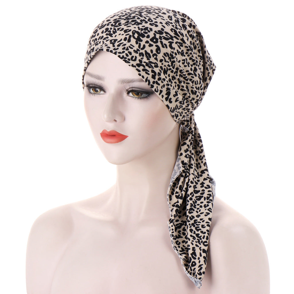Curved Tail Turban Hat Flower Cloth Pullover Limorista