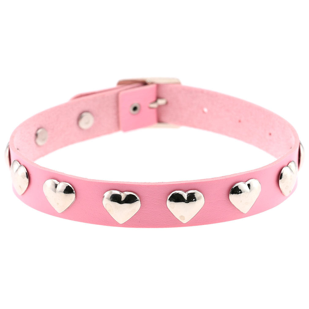Fan Original New Punk Gothic Love Heart-shaped Rivets Pin Buckle Necklace Limorista