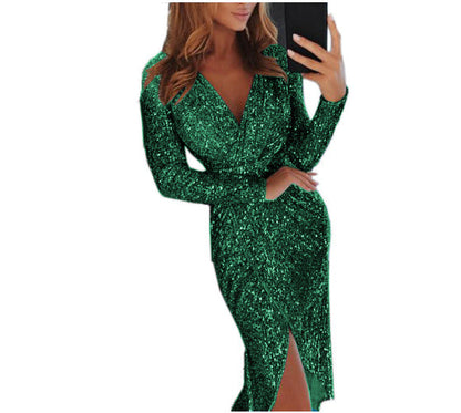 Women Clothes Bodycon Dresses New Ladies Bronzing Long-sleeved Limorista