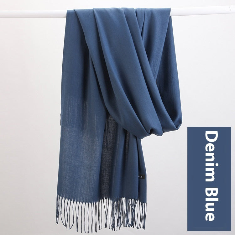 Pure Color Warm Keeping Scarf All-match Cashmere Shawl Limorista