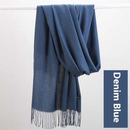 Pure Color Warm Keeping Scarf All-match Cashmere Shawl Limorista