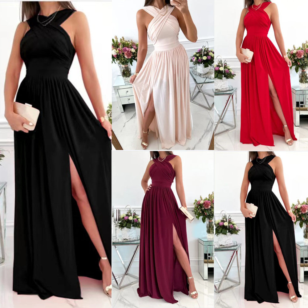 Summer Sleeveless Neck Hanging Back Dress Limorista