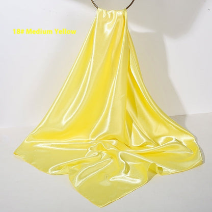 Pure Color Silk Scarf Artificial Silk 90cm Shiny Satin Shawl Limorista