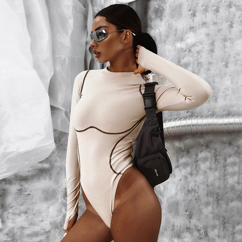 New Style Long-sleeved Round Neck Seamless One-piece Women Limorista