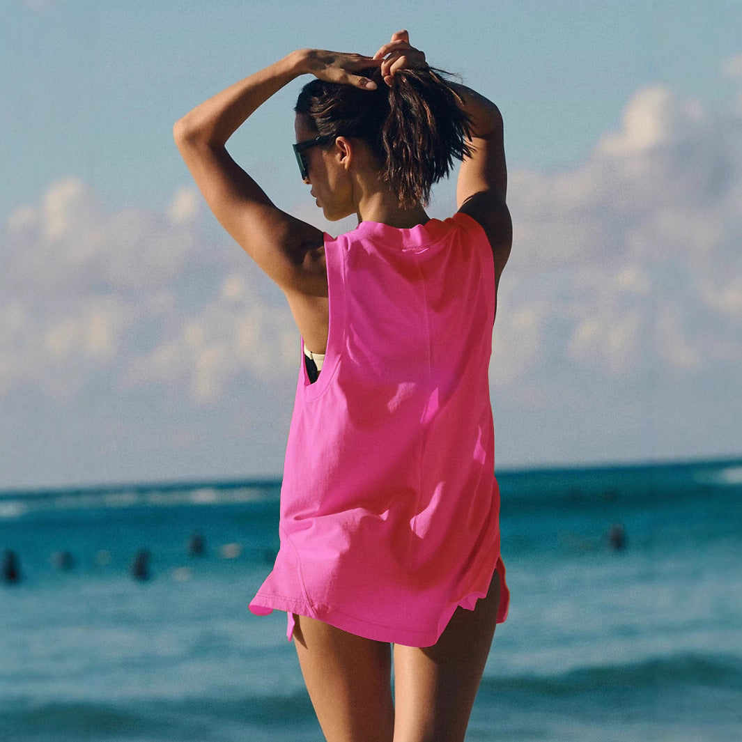 Deep V-neck Slit Pocket Vest Limorista