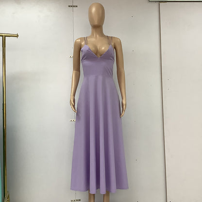 Sexy V-neck Suspender Dress Summer Fashion A-Line Long Dresses For Women Limorista