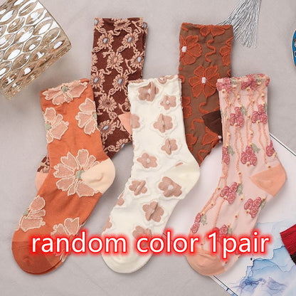 Renaissance Ethnic Floral Thigh High Socks Children Limorista