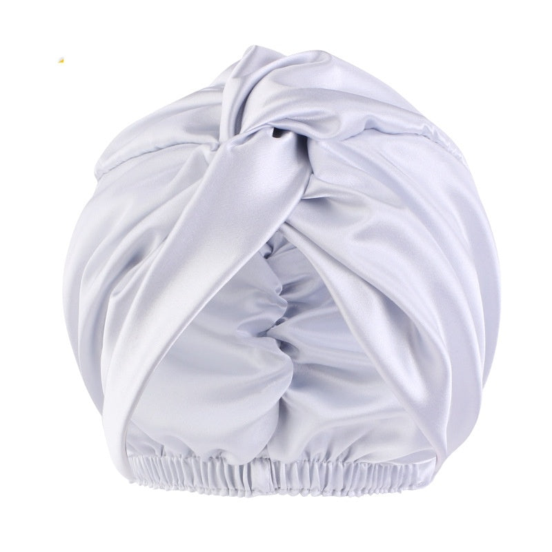 Europe And The United States Popular Imitation Silk Double Layer Nightcap Cross Twist Cap Limorista