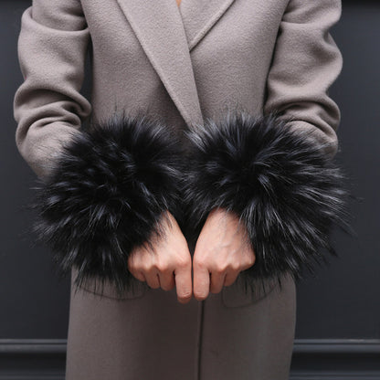 Faux Fur Fox Cuffs Plush Down Jacket  Big Artificial Hand Cuffs Limorista