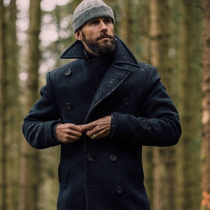 British Men Mid-length Long Sleeve Woolen Coat Limorista