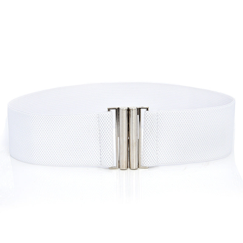 Elastic Elastic Silver Buckle Wide Belt Decorated Skirt Accessories Limorista