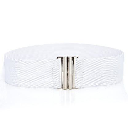 Elastic Elastic Silver Buckle Wide Belt Decorated Skirt Accessories Limorista