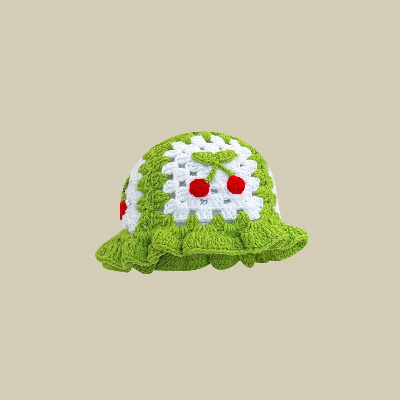Japanese-style Retro Hollow Flower Handmade Knitted Bucket Hat Women Limorista