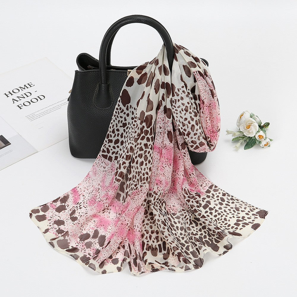 Thin Chiffon Lotus Pond Moonlight Printed Silk Scarf Limorista