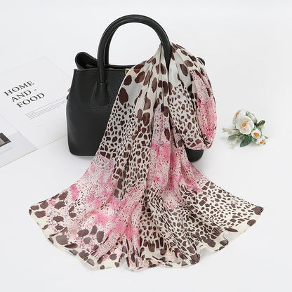 Thin Chiffon Lotus Pond Moonlight Printed Silk Scarf Limorista