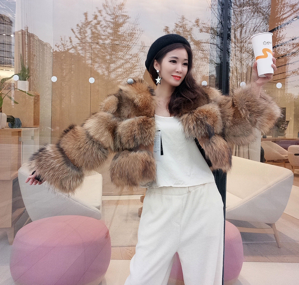 New Fur Coat Thickened Fox Fur Stitching Coat Limorista