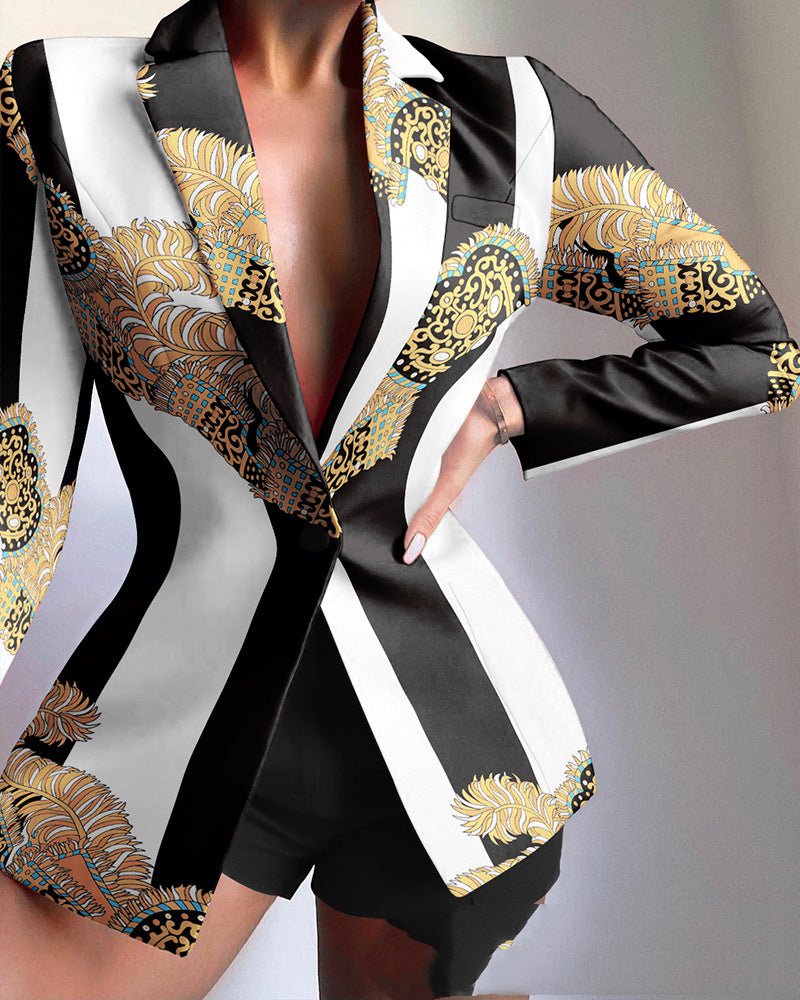 European And American Multicolor Lapel Blazer Limorista