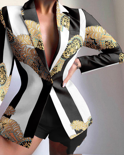 European And American Multicolor Lapel Blazer Limorista