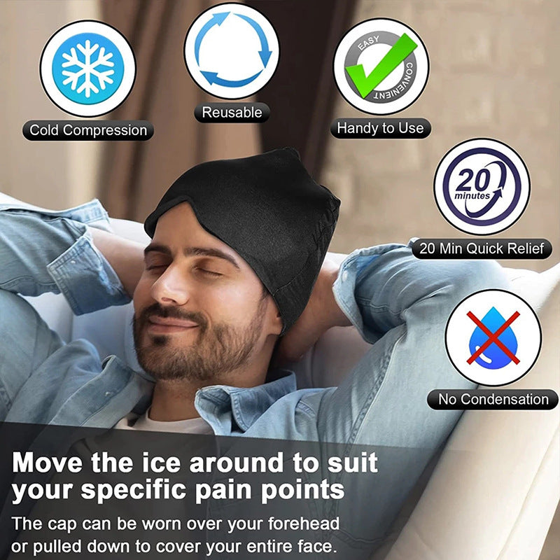 Ice Compress Headache Eye Mask Hat Relief For Migraines, Stress, And Tension Massage Tool Limorista