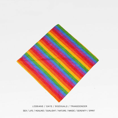 Rainbow LGBT Cotton Outdoor Breathable Striped Square Scarf Hip Hop Limorista