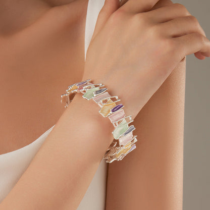 Irregular Colorful Oil Necklace Alloy Bracelet Stitching Women&