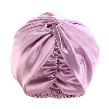 Europe And The United States Popular Imitation Silk Double Layer Nightcap Cross Twist Cap Limorista