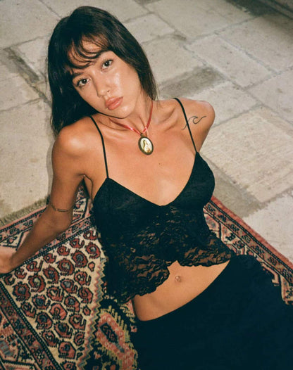 2023 European And American Sexy Lace Top With Narrow Straps Limorista