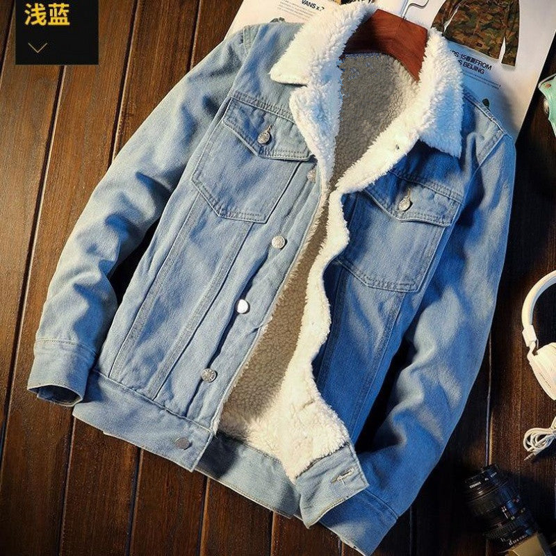 Winter Fleece-lined Denim Coat For Men Thickened Limorista