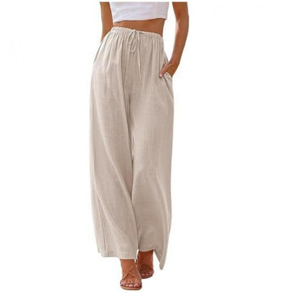 Loose Casual Pocket Drawstring Wide-leg Pants For Women Limorista