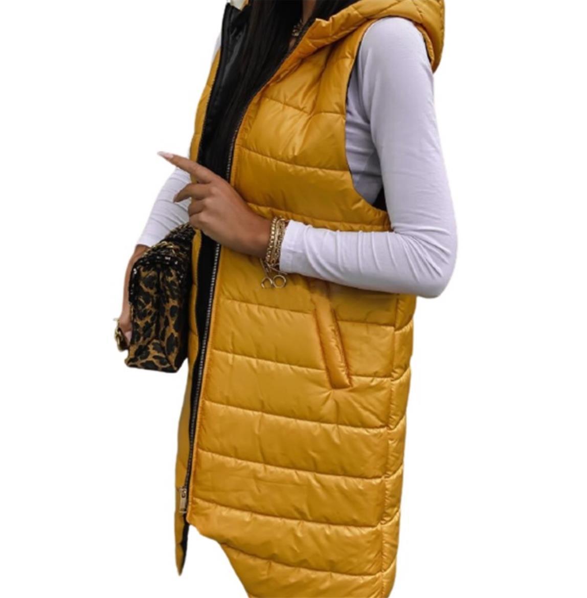 Cardigan Hooded Vest Single-breasted Sleeveless Pocket Mid-length Jacket Limorista
