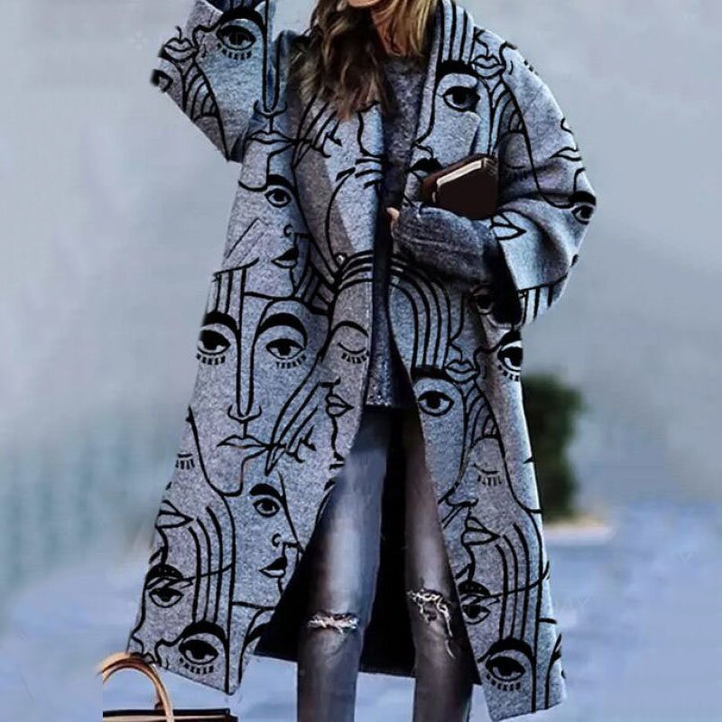 Coat Print Dragon And Phoenix Woolen Limorista