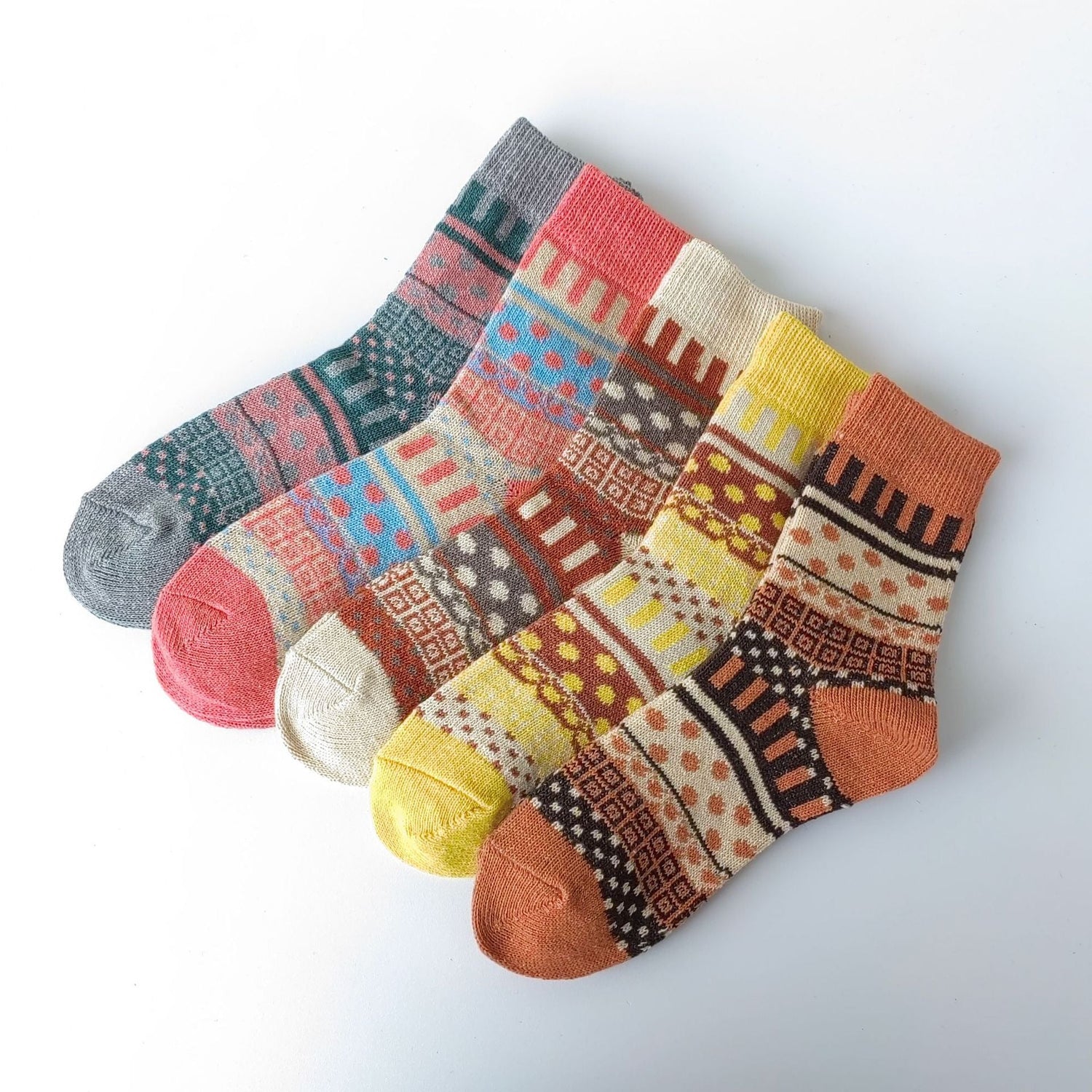 Winter Rhombus Wool Socks Thick Line Medium Tube Limorista