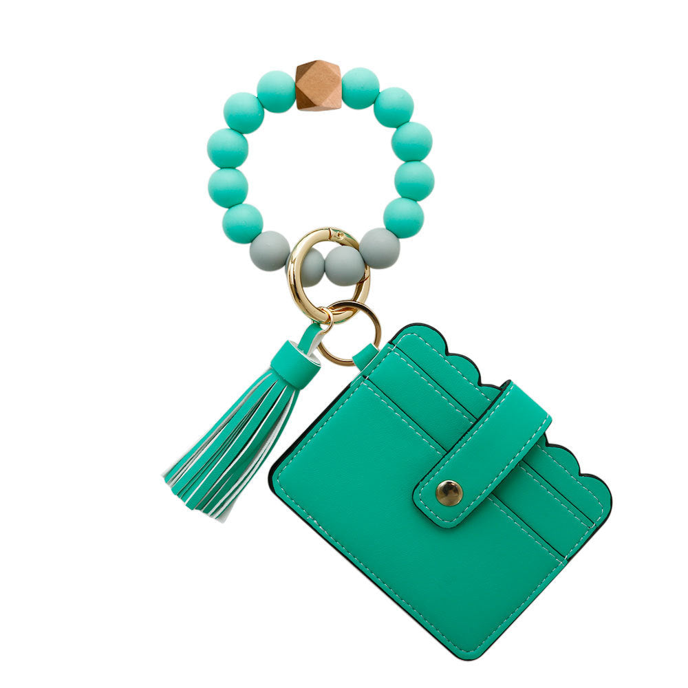 PU Tassel Card Case Silicone Bracelet Key Ring Limorista