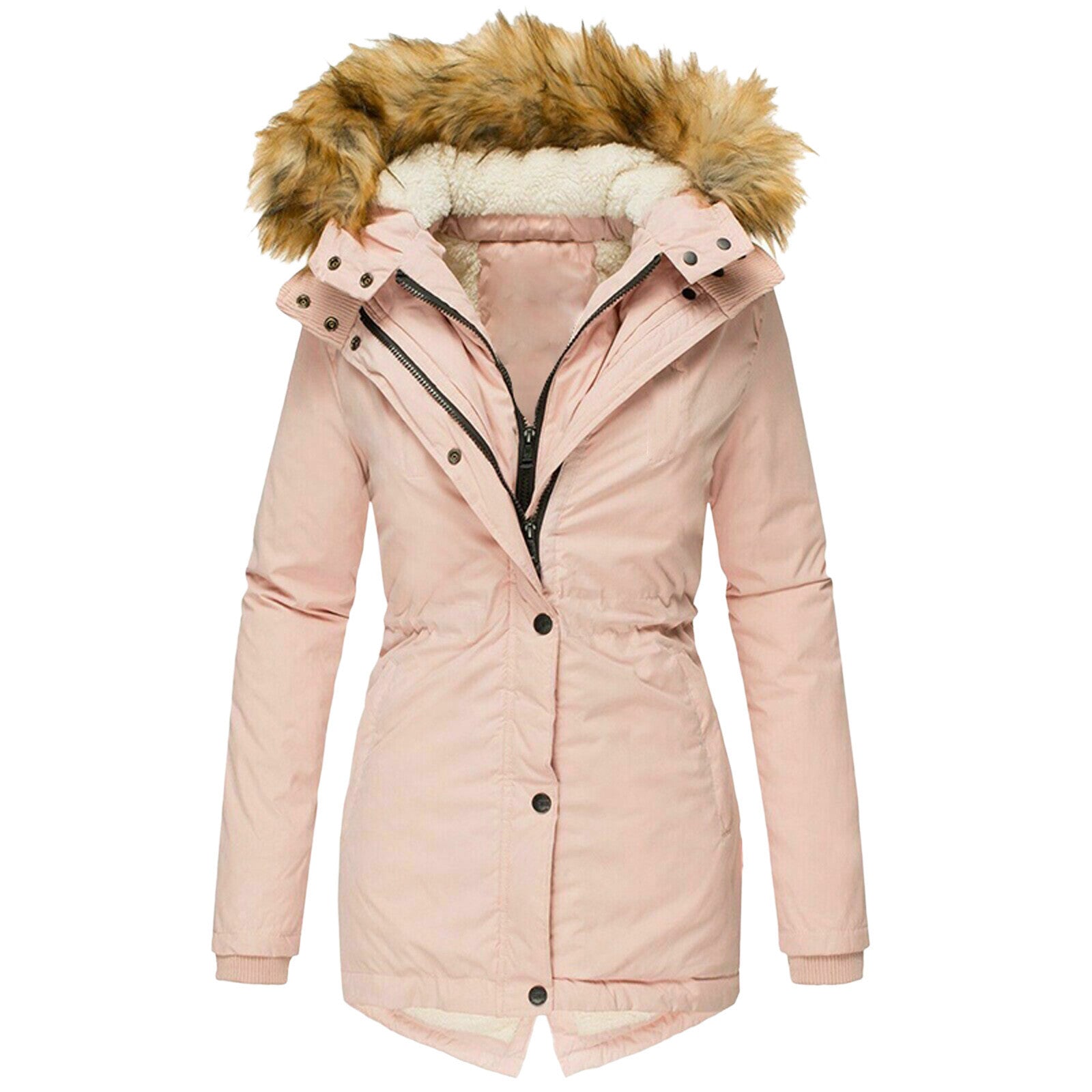 Long Sleeved Slim Jacket With Warm Fur Collar And Zipper Limorista