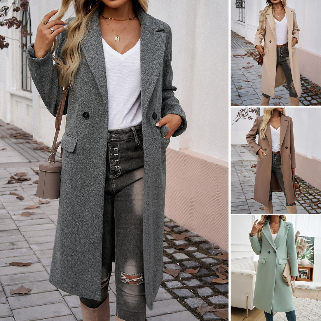 Lady Temperament Commuting Turn-down Collar Coat Limorista