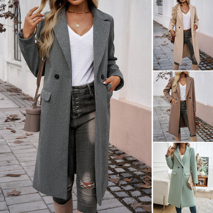 Lady Temperament Commuting Turn-down Collar Coat Limorista