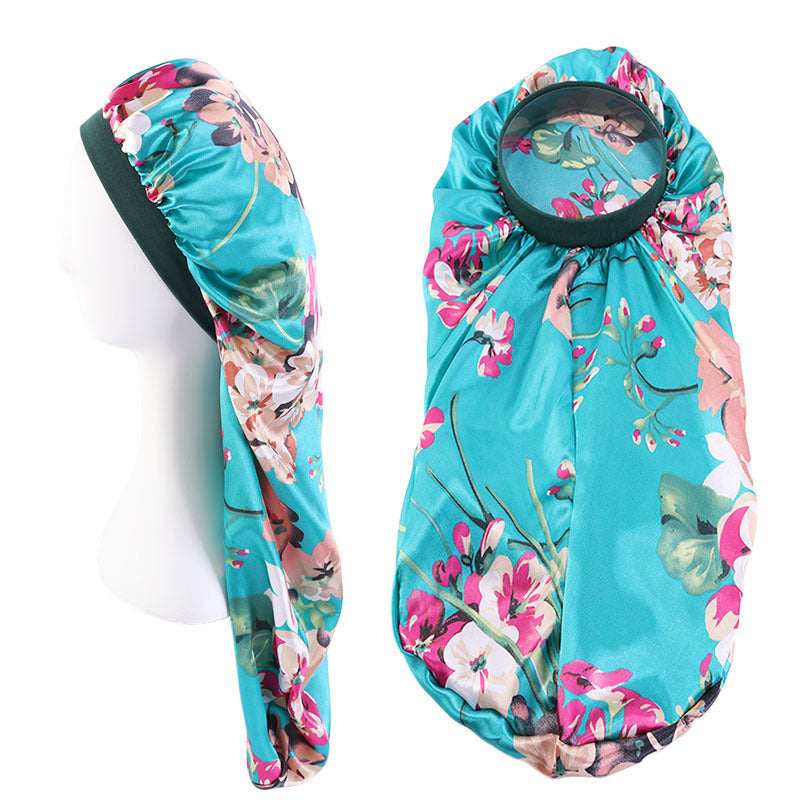 Popular Stretch Headband Satin Night Cap, Hair Care Long Barrel Cap, Perm Hat Limorista