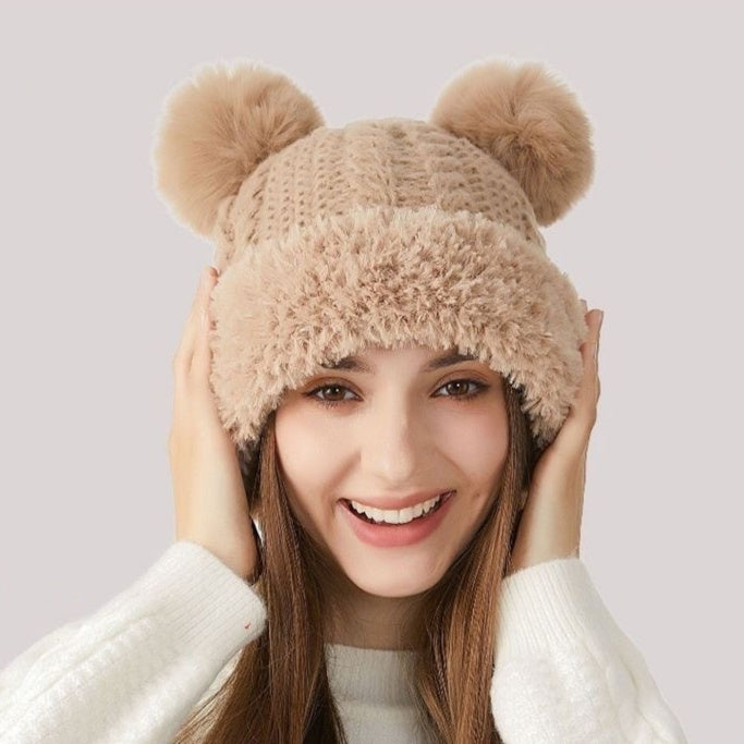 Winter Cute Fur Ball Knitted Hat Children Outdoor Limorista