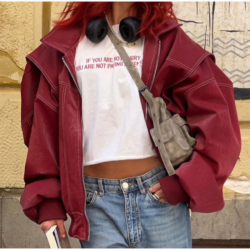Lapel Long-sleeve Zipper Jacket Coat Limorista