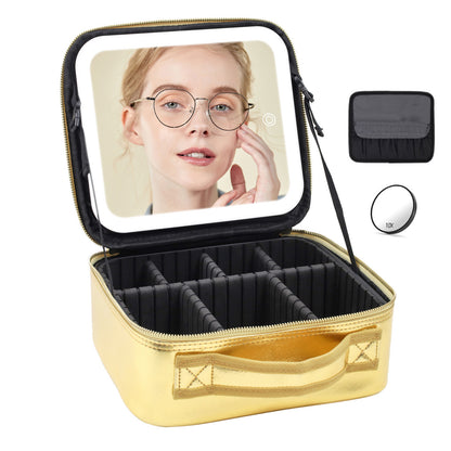 Large Capacity Cosmetic Case With LED Mirror High Sense Multifunctional Storage For Makeup Artist Cosmetic Bag Limorista