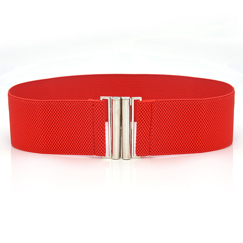 Elastic Elastic Silver Buckle Wide Belt Decorated Skirt Accessories Limorista