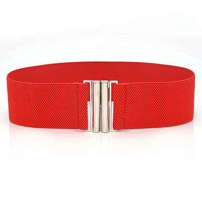 Elastic Elastic Silver Buckle Wide Belt Decorated Skirt Accessories Limorista