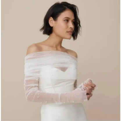 Bridal Wedding Pearl Mesh Thin Cape Limorista