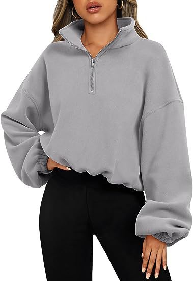 Loose Sport Pullover Hoodie Women Winter Solid Color Zipper Stand Collar Sweatshirt Thick Warm Clothing Limorista
