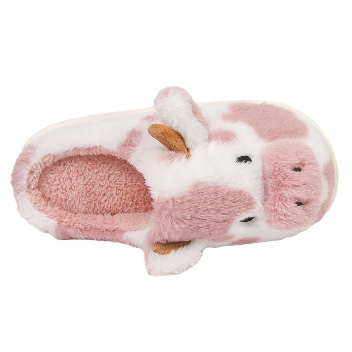 Cute Cartoon Cow Plush Slippers Winter Warm Indoor Bedroom Floor Fuzzy Slipper Couple Non-slip House Shoes Limorista