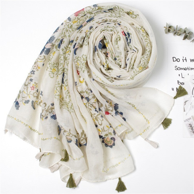 Japanese Style Artistic Fresh Cotton And Linen Scarf Retro Patchwork Bohemian Cashew Print Limorista