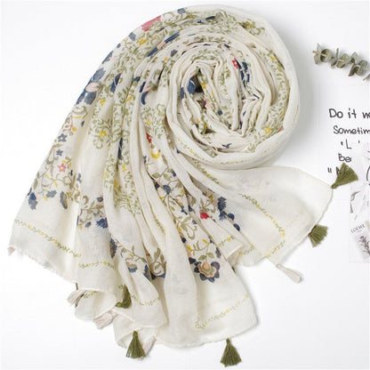 Japanese Style Artistic Fresh Cotton And Linen Scarf Retro Patchwork Bohemian Cashew Print Limorista