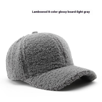 Baseball Cap Fashion Retro Solid Color Lamb Wool Curved Brim Limorista